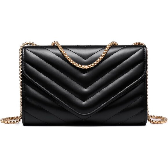 ⚡ Women's Black Stylish Evening Clutch Chain Shoulder Strap Crossbody Bag - Picture 1 of 7